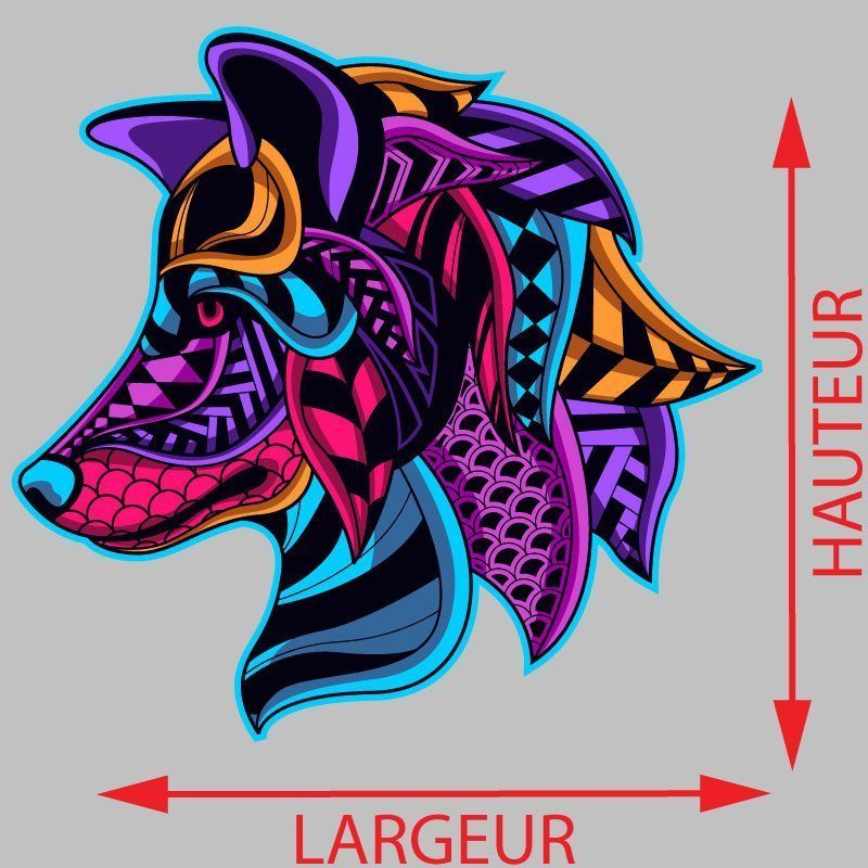 Sticker Mural Loup Coloré - Autocollant Intérieur Loup Coloré