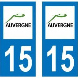 15 Cantal - Département  Autocollant plaque immatriculation