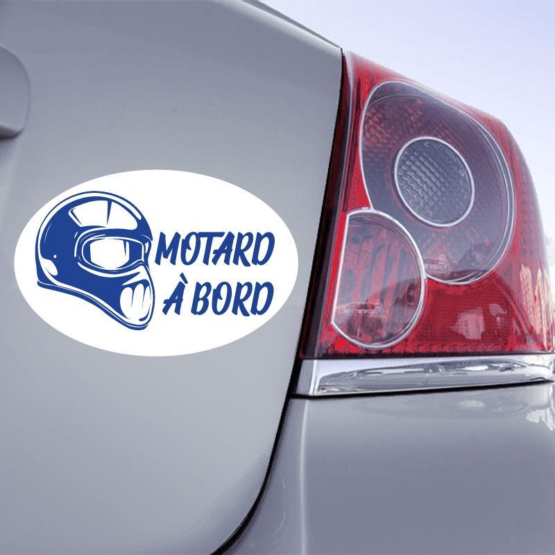 Autocollant 'Motard à Bord' Pour Voiture & Moto - Vinyle Résistant - Design Peace - Fabriqué En France - Plusieurs Tailles & Couleurs