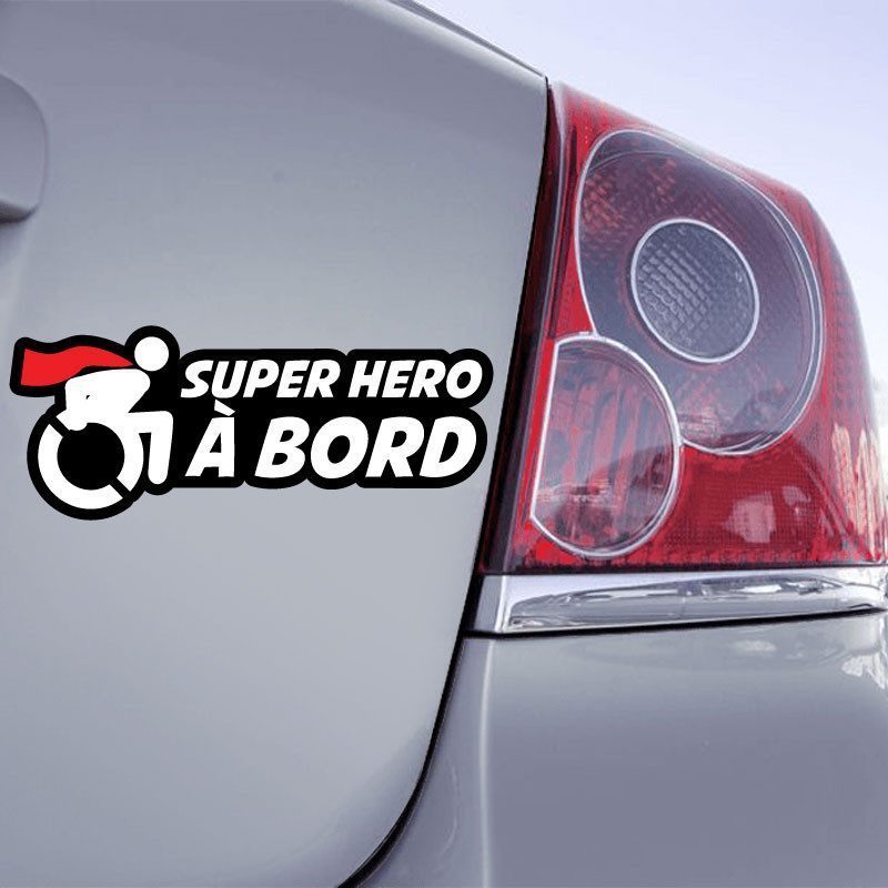 Sticker Handicapé Super Hero - Autocollant Handicapé Super Hero