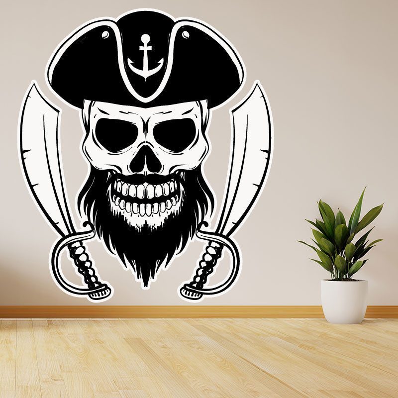 Sticker Tête de Mort Chef Pirate Deco intérieur - 1