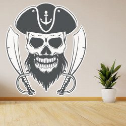Sticker Tête de Mort Chef Pirate Deco intérieur