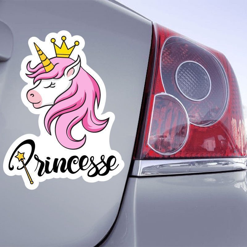 Sticker princesse Licorne - Autocollant princesse Licorne