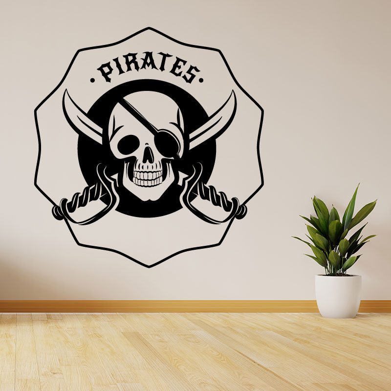 Wandkings Sticker "Pirates Drapeau Tete de mort" 2x a4 Set Autocollant Deco Mur