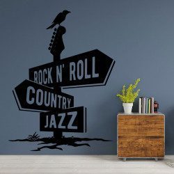 Autocollant Panneau Rock N' Roll Country Jazz - 1