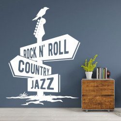 Autocollant Panneau Rock N' Roll Country Jazz - 2