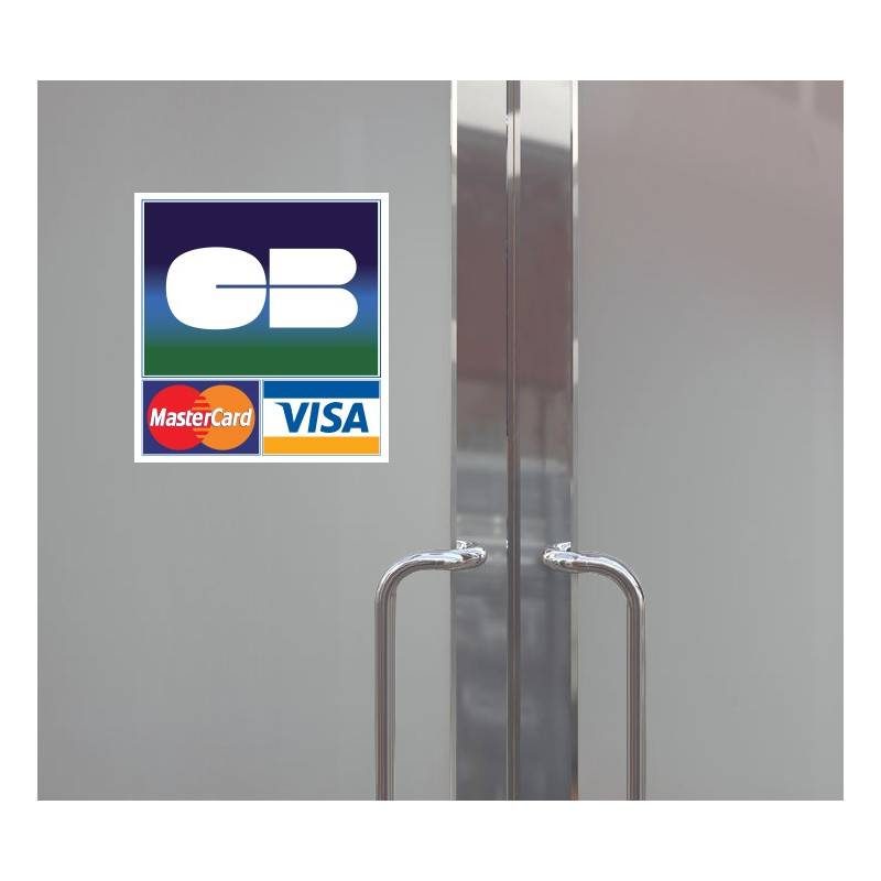 Autocollant Adhésif Stickers Carte bancaire CB Master Card Visa Commerce Vitrine 
