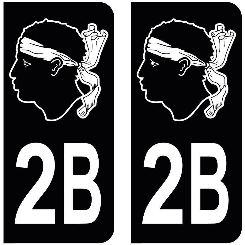 Sticker Plaque 2B Haute Corse Tête De Maure Black Sticker Plaque 2B Haute Corse Tête De Maure Black