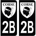 Sticker Plaque 2B Haute Corse Blason Black