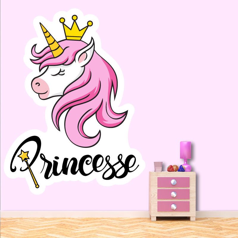 Sticker Princesse Licorne - Autocollant Princesse Licorne