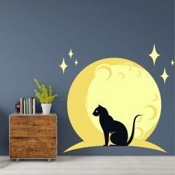 Sticker et autocollant chat sur lune