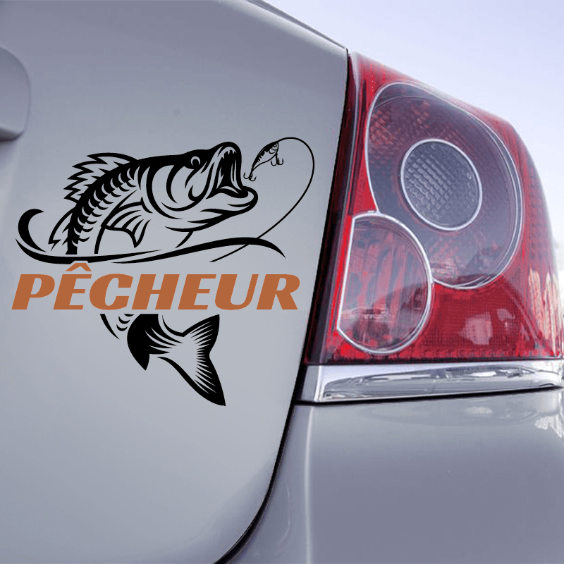 Akachafactory Autocollant Sticker Laptop Voiture Moto pecheur Peche Poisson