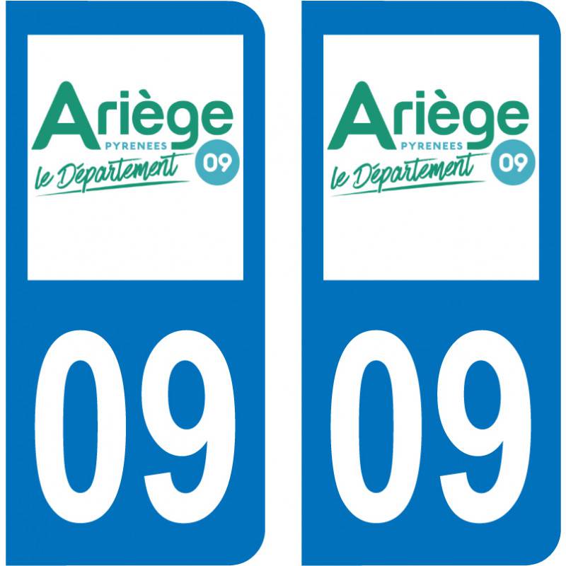 2 Sticker plaque d'immatriculation auto09 Ariège Armoiries 