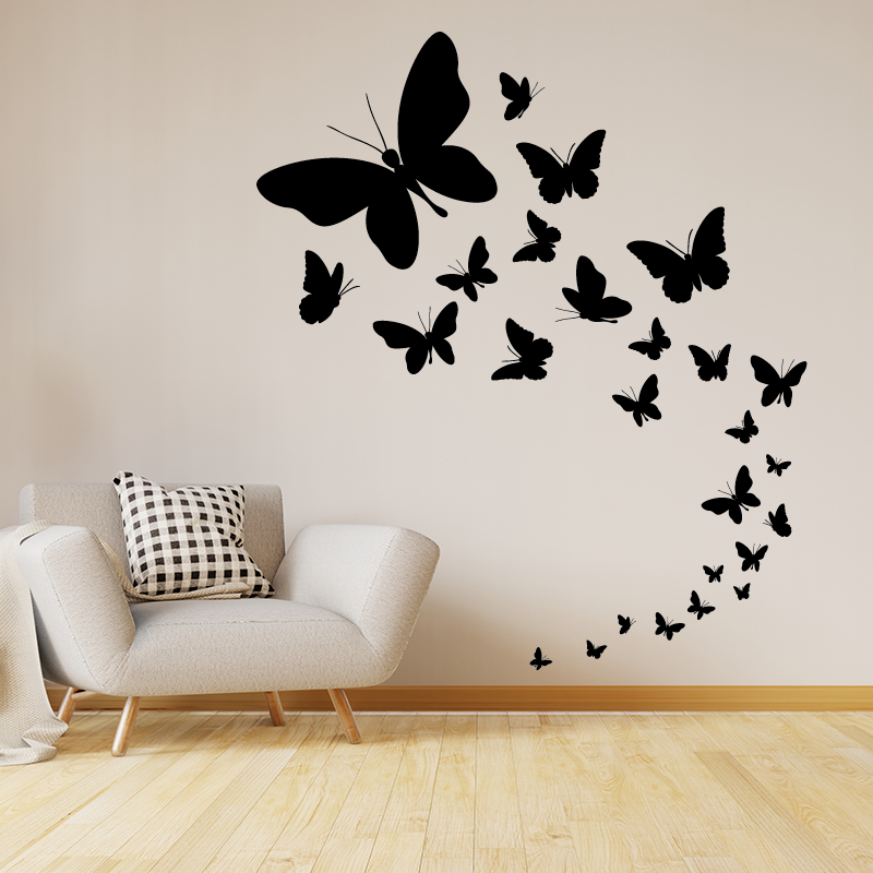Ogquaton Premium Qualité Chrysanthème Fleur Papillon Libellule Sticker Mural Autocollant Pépinière Décor À La Maison 