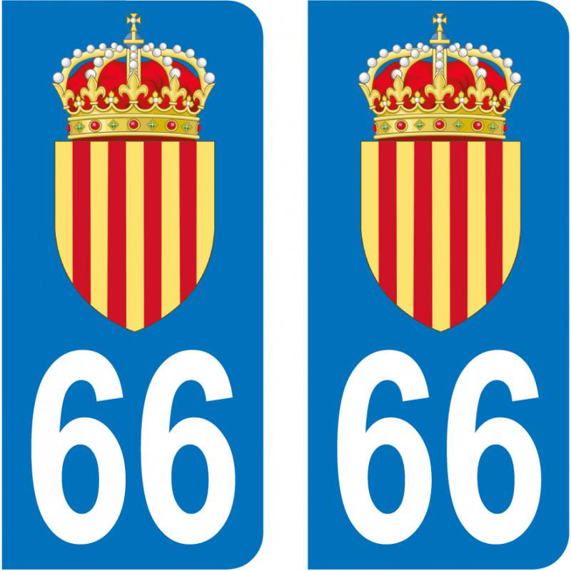 Autocollant Plaque 66 Pyrénées Orientales Blason Catalan