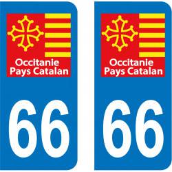Autocollant plaque d'immatriculation 66 Pyrénées Orientales Pays Catalan