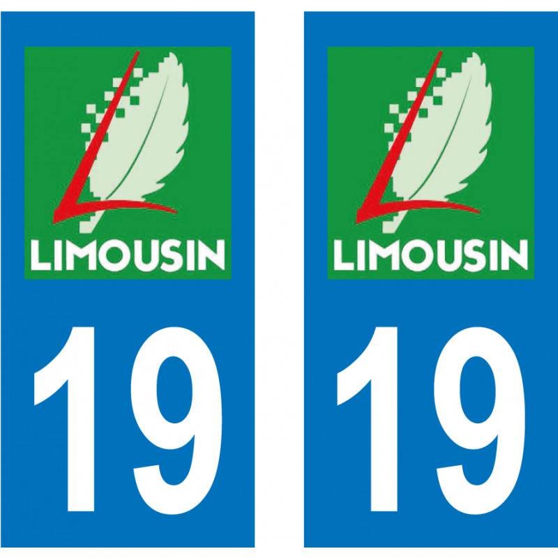 Lot De 4 Autocollants Plaque Immatriculation Département 19 Corrèze - Noir & F - Norme Officielle 45x100 Mm
