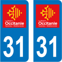 Autocollant plaque d'immatriculation 31 Haute Garonne
