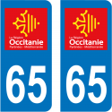 Autocollant plaque d'immatriculation 65 Hautes Pyrénées