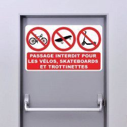 Autocollant interdit aux Vélos Skateboards Trottinettes - 1