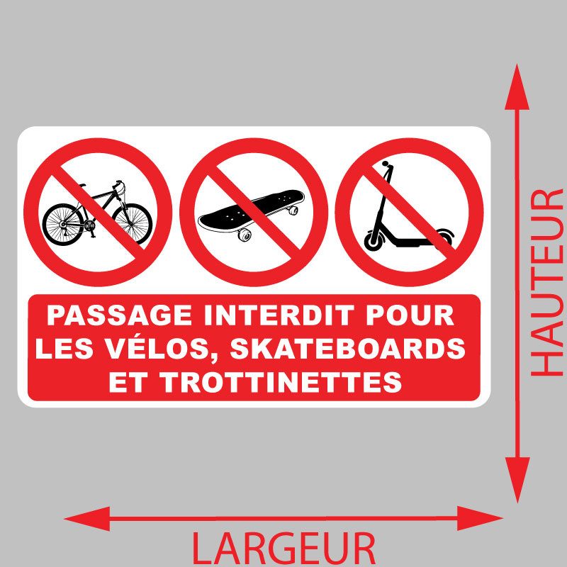 Autocollant interdit pour les vélos, skateboards et trottinettes