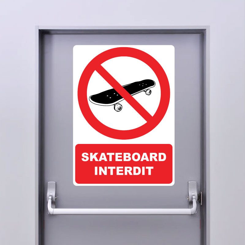 Autocollant skateboard interdit - 1