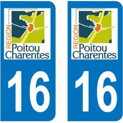 Autocollant plaque d'immatriculation 16 Charente