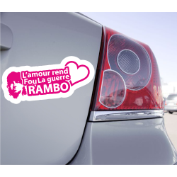 Sticker L'amour Rend Fou La Guerre RAMBO