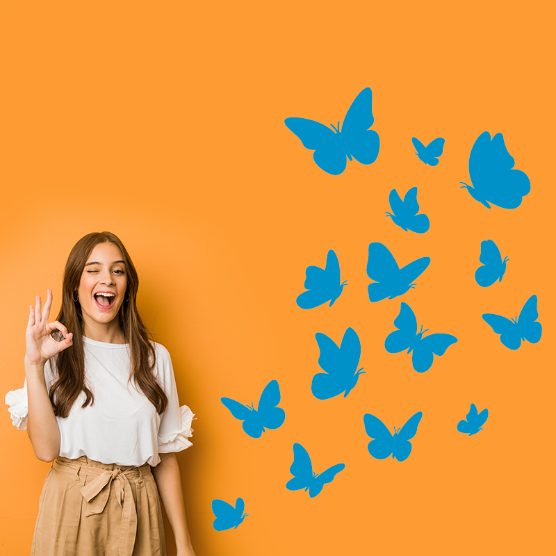 Sticker Envolée de papillons Autocollant Envolée de papillons