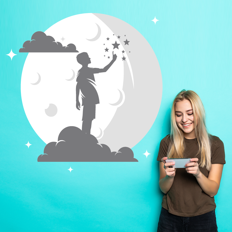 Sticker Homme lune - Autocollant Homme lune | ZoneStickers