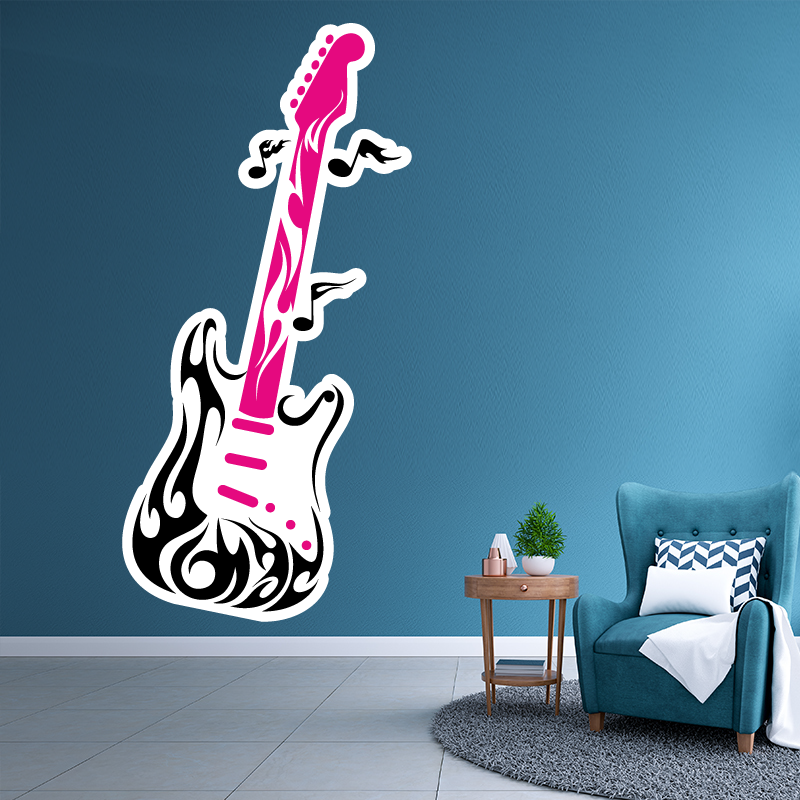 Sticker mât guitare avec groupe rock groupe rock - TenStickers
