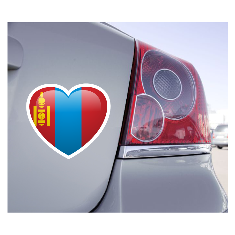 Sticker Love Drapeau Mongolie - 1