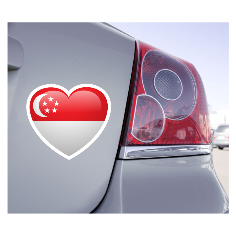 Sticker Love Drapeau Singapour - 1