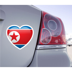 Sticker Love Drapeau Corée du Nord - 1