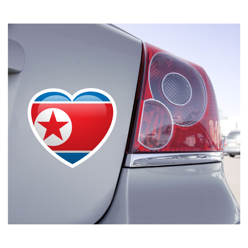 Sticker Love Drapeau Corée du Nord - 1