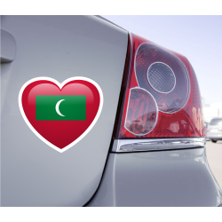Sticker Love Drapeau Maldives - 1