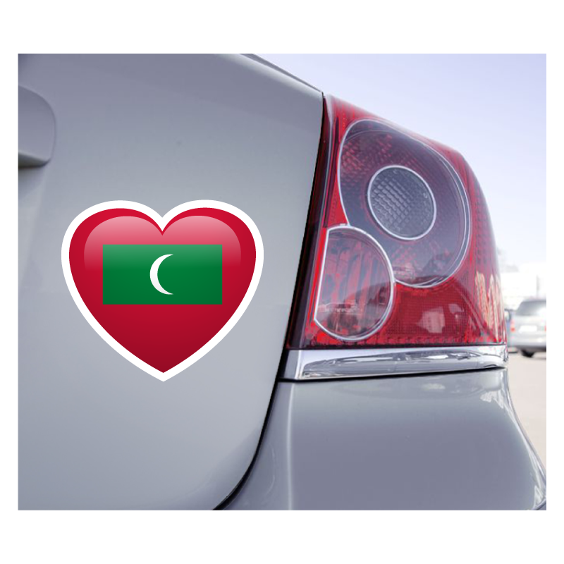 Sticker Love Drapeau Maldives - 1