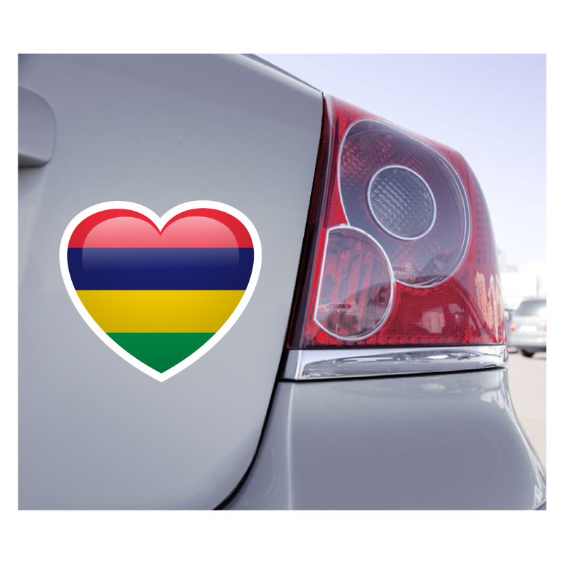 Sticker Love Drapeau Maurice - 1