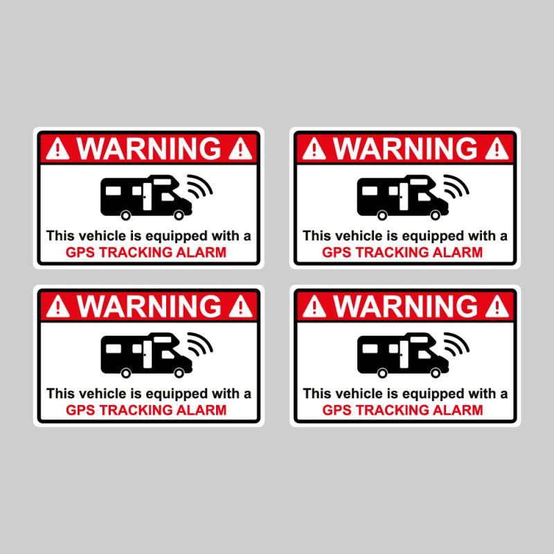 Stickers alarme camping car lot de 4 autocollants alarme camping