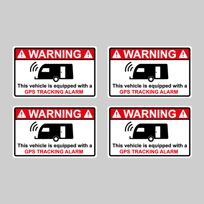 4 Stickers Alarme Caravane - GPS TRACKING ALARM - ZoneStickers