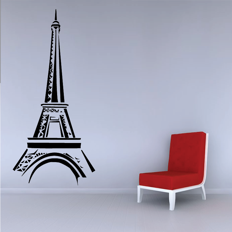 Adhésif mural / Tableau Dibond - Noir et Blanc - Tour Eiffel et voiture  rouge