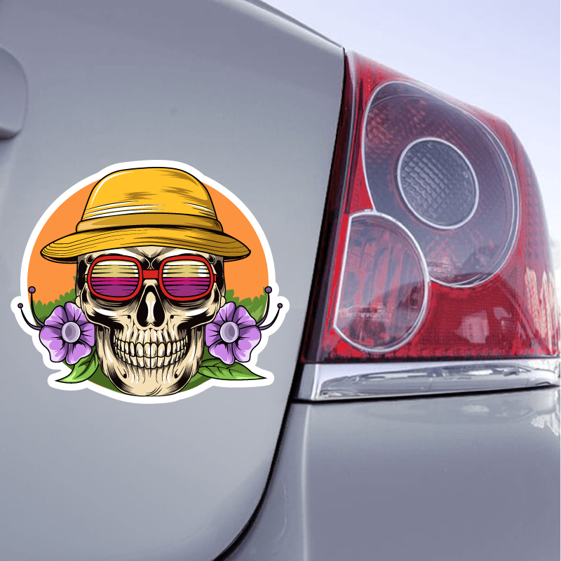 Zone-Stickers Sticker Voiture Tête De Mort Mexicaine Fleur Rose - 10cm x  7cm : : Auto et Moto