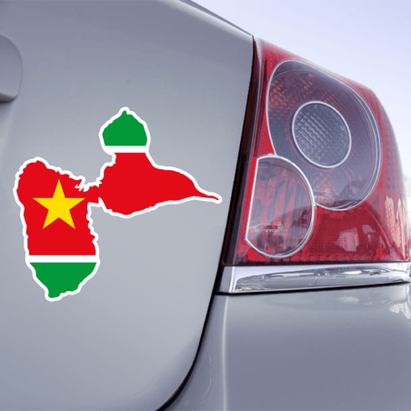 Sticker Décoration Sticker Voiture Guadeloupe - Colibri Et Hibiscus (20x19cm) Accessoire Auto Guadeloupe