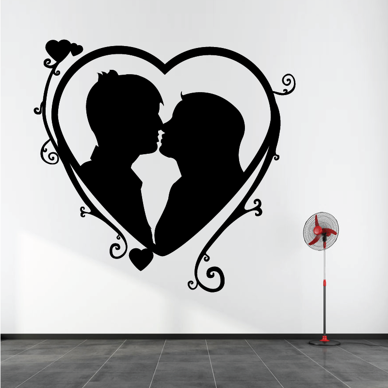 Sticker Mural Coeur Couple Amoureux - 1