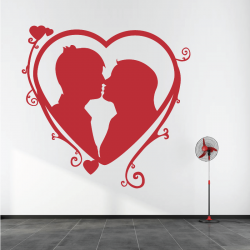 Sticker Mural Coeur Couple Amoureux