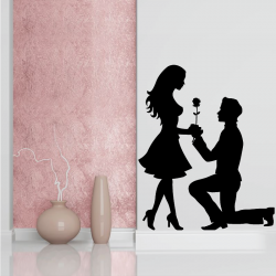 Sticker Mural Couple d'Amoureux Rose - 1