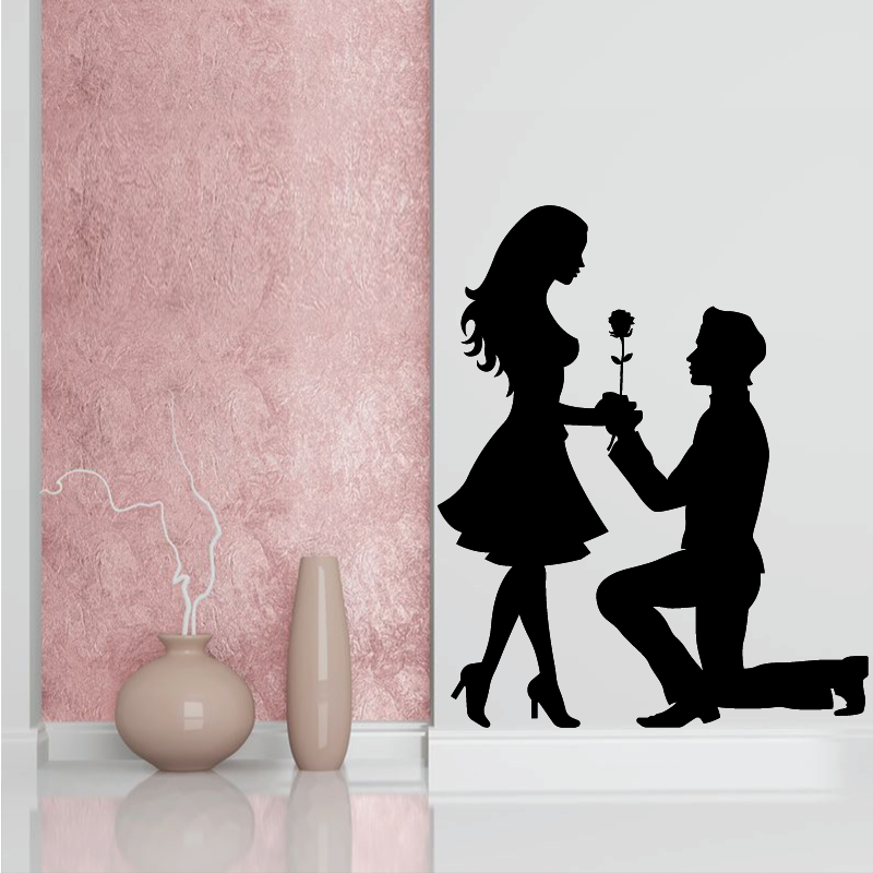 Sticker Mural Couple d'Amoureux Rose - 1