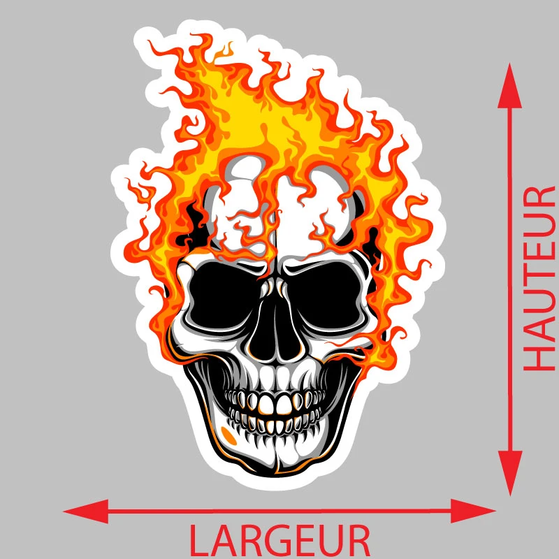 Autocollant Crâne en Feu