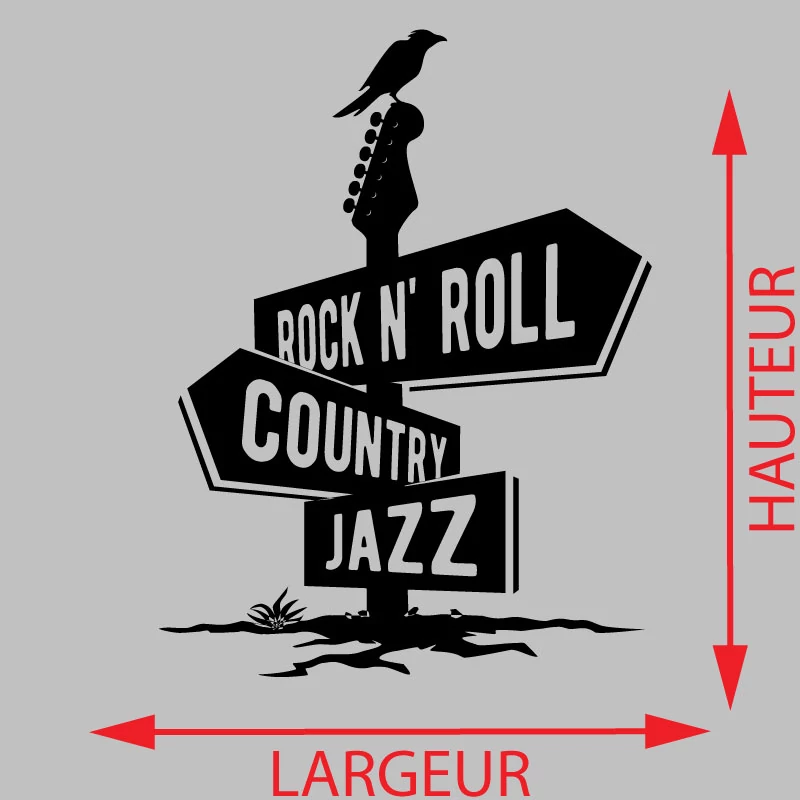 Sticker Panneau Rock N' Roll Country Jazz Décoration Interieur