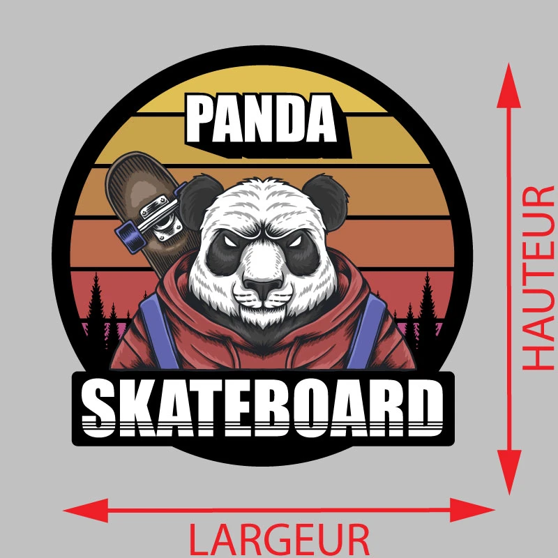 Autocollant Panda Skateboard Voiture